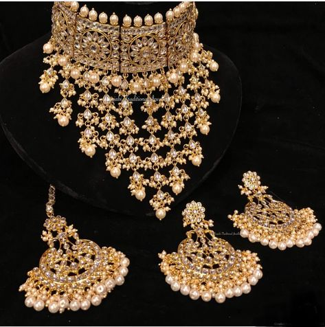 Pearl Bridal Jewelry Sets, Wedding Jewelry Sets Bridal Jewellery, Bridal Jewelry Sets Brides, Unique Wedding Jewelry, Kundan Jewellery Bridal, Bridal Jewellery Inspiration, Bridal Necklace Designs, Bridal Jewelery, Bridal Jewellery Design