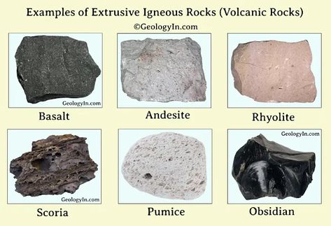 Examples of Extrusive Igneous Rocks (Volcanic Rocks) Magma Chamber, Pyroclastic Flow, Subduction Zone, Igneous Rocks, Earth's Mantle, Natural Philosophy, Rock Textures, Earth Surface, Sedimentary Rocks