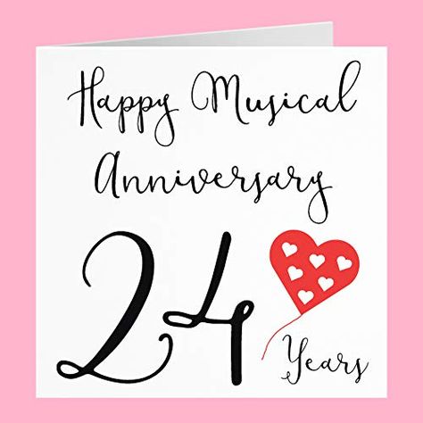 24th Wedding Anniversary Card - Happy Musical Anniversary - 24 Years - Red Heart Collection Hunts England 29th Wedding Anniversary, 24th Wedding Anniversary, 24th Anniversary, Wedding Anniversary Card, Anniversary Greeting Cards, Anniversary Greetings, Wedding Anniversary Cards, Anniversary Card, White Envelope