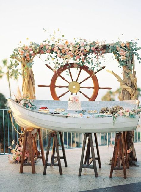 Canoe Wedding, Nautical Wedding Inspiration, Pirate Wedding, Beach Wedding Decorations Reception, Rustic Wedding Backdrops, Nautical Wedding Theme, Sea Wedding, Ocean Wedding, Nautical Party