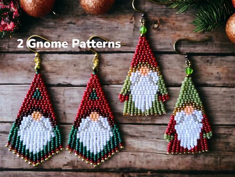 MyHeartoftheHills - Etsy Canada Seed Bead Jewelry Patterns, Beaded Stuff, Holiday Beading, Earrings Patterns, Art Perle, Tassel Earring, Beaded Earrings Tutorials, Brick Stitch Earrings, Beaded Christmas Ornaments