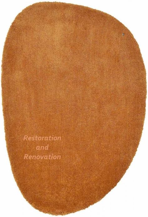 Restoration and Renovation Modern Oval Shape Wool Rug - Irregular Shaped with Soft and Cozy Texture - Ideal for Living Room, Bedroom and More (Gold, 4x6 Feet) Cozy Mid Century Modern Living Room, Modern Bedroom Rug, Round Rug Living Room, Mid Century Modern Rugs, Massage Room Decor, Modern Round Rugs, Mid Century Modern Rug, Oval Area Rug, Dining Rug