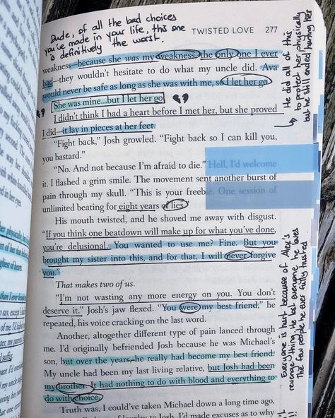 Book Annotation Twisted Love, Book Annotation Romance, Book Annotation For Beginners, Pretty Annotated Books, Annotating Twisted Love, Twisted Love Annotations Guide, Annotating Books Ideas, Book Annotation Ideas Aesthetic, Cute Book Annotation