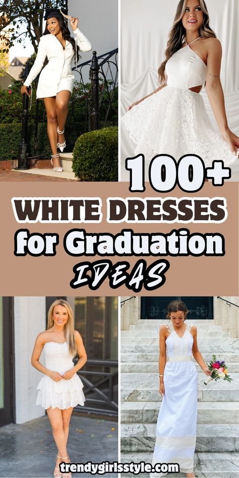 Explore 100+ stunning white dresses perfect for graduation! From classic and elegant to modern and chic, find the ideal look to celebrate your big day in style. Graduation Dress Winter, College Graduation Outfit Ideas Dresses, White Dresses For Graduation, White Dress Outfit Ideas, College Graduation Dresses, Graduation Outfit College, Graduation Dress College, Dresses For Graduation, White Coat Ceremony