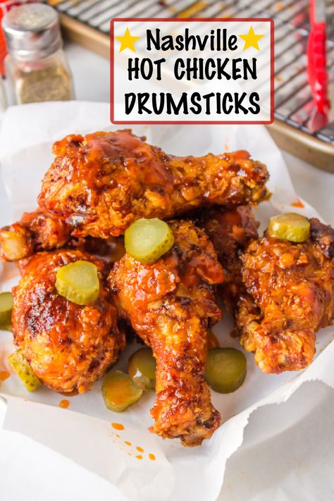 Drumstick Chicken Recipes, Nashville Hot Chicken Recipe, Gameday Food, Chicken Breast Dishes, Hot Chicken Recipe, Copycat Food, Chicken Drumsticks Recipe, Fried Chicken Drumsticks, Chicken Drums