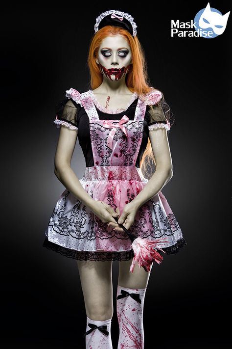 DOLLY MAID ZOMBIE COSTUME BY SELECTA FASHION Halloween Costume For Party, Zombie Costume Women, Zombie Halloween Costume, Halloween Costumes Women Scary, Maid Halloween, Zombie Clothes, Zombie Halloween Costumes, Horror Halloween Costumes, Halloween Tutorial