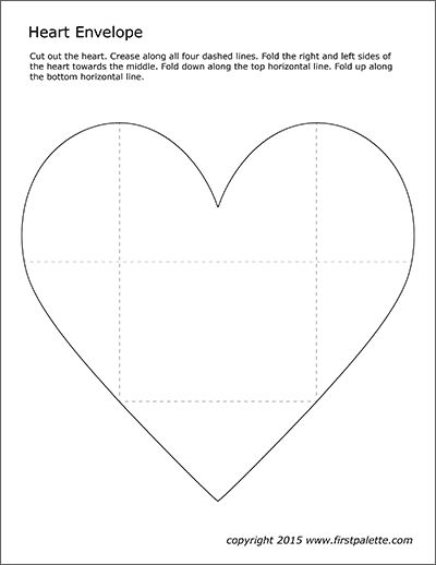 Heart Greeting Card | Free Printable Templates & Coloring Pages | FirstPalette.com Envelope From Heart, Valentine Heart Envelope, Paper Heart Card Diy, How To Fold A Heart Into An Envelope, Folded Heart Envelope, Heart Envelope Template Free Printable, Love Heart Envelope, How To Make A Perfect Heart, Origami Printables Templates