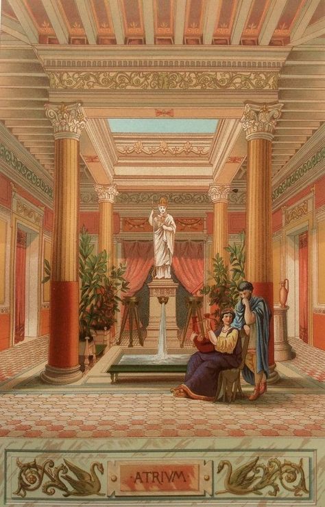 Ancient Roman Houses, Architectural Wall Art, Ancient Roman Architecture, Roman House, Ancient Houses, Roman Villa, Rome Antique, Ancient Paintings, Roman Architecture