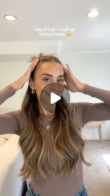 Maddy Millard on Instagram: "Happy sunday!! 💐😚   .  #hair #hairtok #hairstyle #hairinspo #hairtutorial #hairideas #greasyhair #dirtyhair #halfuphalfdown #halfuphairstyle #braidedbun #slickback #slickbackbun #slickedhairstyles #summerhairstyles #schoolhairstyles #backtoschoolhairstyles #viralhairstyle #trendinghairstyle" Sleek Ponytail Half Up Half Down, Half Up Sleek Hairstyle, Half Up Half Down Hair Slick Back, Half Up Half Down Slick Back, Middle Part Half Up Half Down, Sleek Half Up Half Down Hair, Slickback Hairstyle, Slick Back Half Up Half Down Hair, Greasy Hair Hairstyles