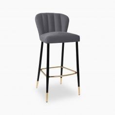 Charcoal Grey Velvet Upholstered 65cm Heather Bar Stool | Kitchen Counter Stools Kitchen Stools With Back, Kitchen Open Plan, Teal And Mustard, Velvet Bar Stools, Luxurious Bar, Bar Stool Upholstered, Cinema Chairs, Deco Bar, Bar Unit