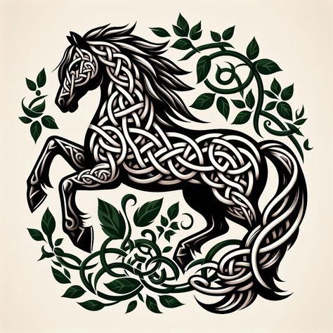 Celtic Horse Tattoo, Celtic Bird, Greek Horse, Druid Symbols, Celtic Horse, Medallion Wall Art, Celtic Animals, Scandinavian Tattoo, Celtic Artwork