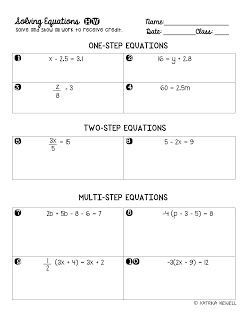 FREE Solving Equations HW Secondary Math Classroom, Middle School Math Teacher, Algebra Activities, Math Education, Algebra Worksheets, Maths Algebra, Algebra 2, Games Ideas, Solving Equations