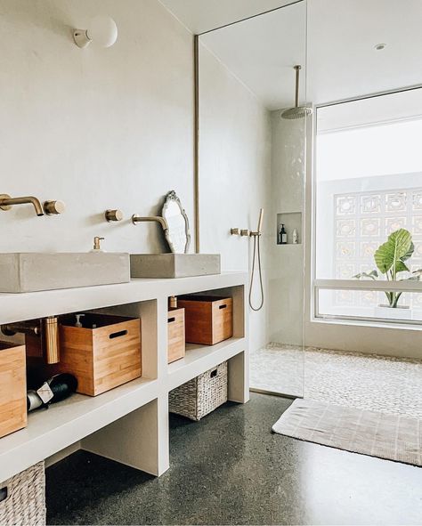 #Repost @beachbreakinteriors with @use.repost ・・・ Microcement Vanity for @villapeaks Design and image: @melzivink Product: @forcrete_ @forcrete_nz Colour: Arctic . . #villa #bathroomdesign #microcementnz #nzhomes #raglan #nzbuild #nzarchitecture #microcement #bathroom #architecturalfinishes #balidesign Microcement Bathroom, Master Ensuite, Bathroom Interior, Bathrooms Remodel, Bathroom Design, Bathroom Vanity, Vanity, Villa, Architecture