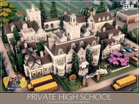 The Sims Resource - Private High School The Sims 4 Highschool Years Cc, Sims 4 Presidential Cc, Sims 4 Student Housing, Sims 4 Boarding School, Sims 4 Highschool Build, Sims 4 Country Club, Sims 4 Lots Community, Sims 4 Highschool, Sims 4 Teen Bedroom Cc