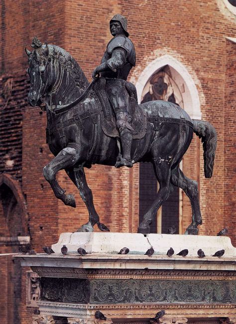 Verrocchio and Leopardi, Equestrian monument of Bartolomeo Colleoni, bronze, c.1483-8 Saturn Retrograde, Carlo Crivelli, Linear Perspective, Italian Sculpture, Western Sculpture, Lusitano Horse, Lorenzo Bernini, Equestrian Statue, Man Figure