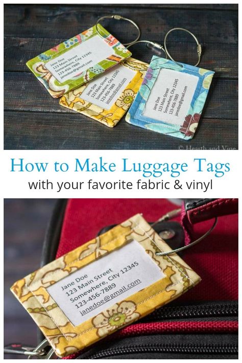 Diy Luggage Tags, Luggage Tags Diy, Diy Luggage, Fabric Crafts Diy, Diy Fabric Crafts, Diy Labels, Small Sewing, Diy Event, Learn Crafts