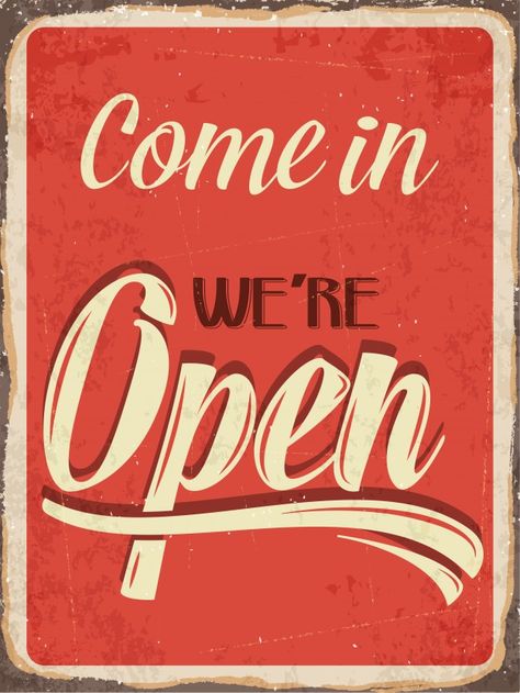 Open Sign Vintage, We Are Open Sign, Signs For Kitchen, Signs With Quotes, Signs For Business, Retro Metal Signs, We're Open, Open Signs, Retro Sign