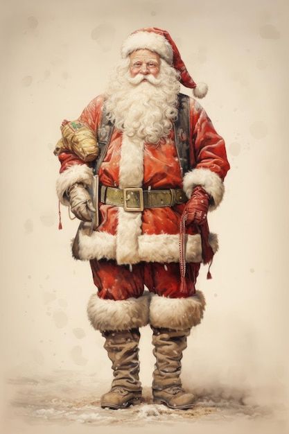 Photo full body santa claus watercolor i... | Premium Photo #Freepik #photo Vintage Santa Claus Photos, Santa Claus Pictures Image, Santa Claus Photography, Christmas Reference, Santa Claus Photos, Santa Claus Pictures, Santa Photos, Museum Poster, Vintage Drawing