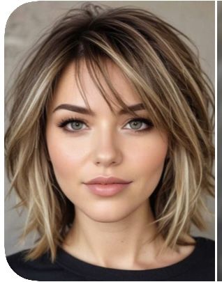 Back Of Layered Bob Haircut, Medium Hair Styles Bob, Layered Bob With Bangs Thick Hair, Short To Mid Length Hair With Layers, Above Shoulder Haircut With Bangs, Mid To Short Length Hair, Medium A Line Bob With Bangs, Layered Short Length Hair, Women Mid Length Haircuts