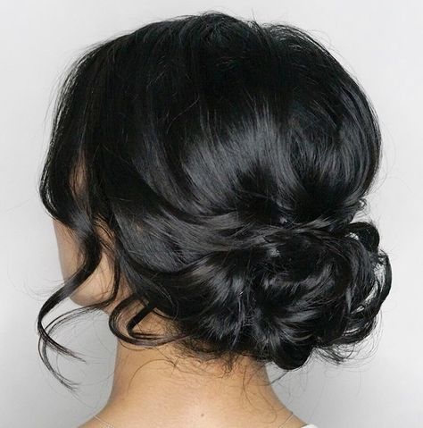 Brunette Hair Updos Wedding, Updo Hairstyles Dark Hair, Updos For Dark Hair Wedding, Special Ocassion Hairstyles, Fancy Hairstyles Black Hair, Wedding Hairstyles Medium Length Dark Hair, Updos Dark Hair Wedding, Wedding Black Hair, Prom Hairstyles Medium Length Black Hair