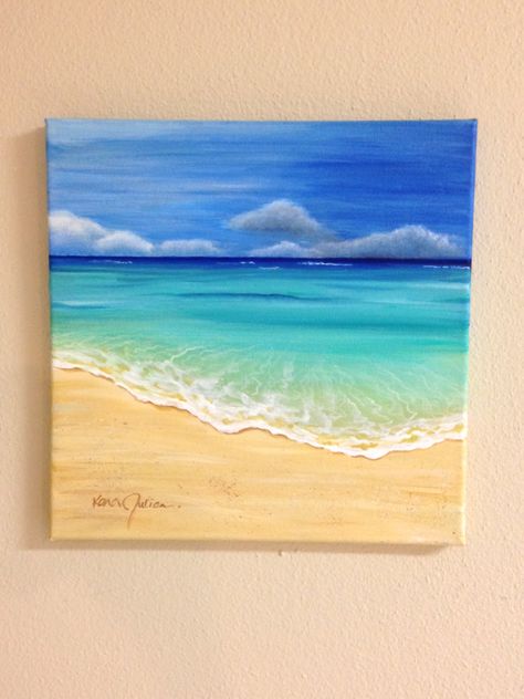 Beach Canvas Paintings, Beach Scene Painting, Beach Art Painting, Beach Canvas, Sea Painting, Simple Acrylic Paintings, Nature Art Painting, Ocean Painting, Beach Scene