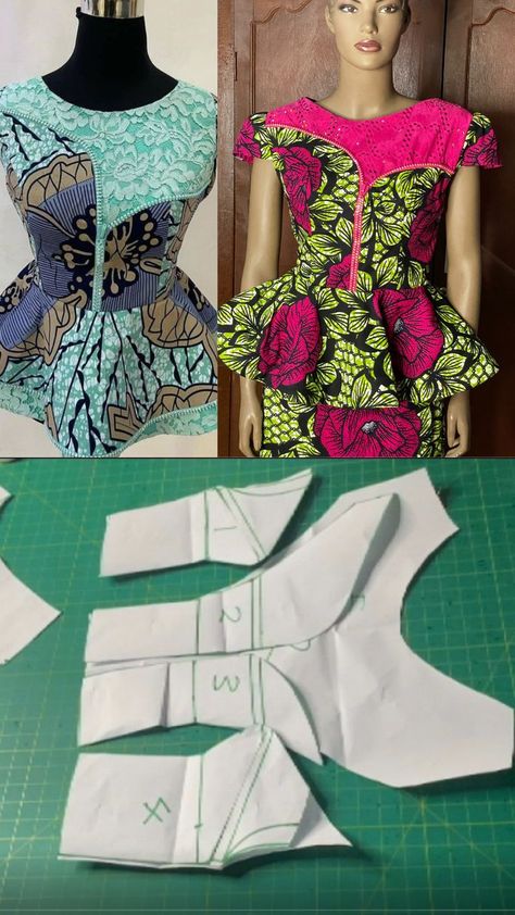 This is a tutorial on how to draft a blouse with an asymmetrical zipper design detail. To make this outfit, you should be able to draft a half-scale basic bodice pattern Basic Bodice Pattern, Basic Bodice, Unique Fashion Outfits, Basic Dress Pattern, Easy Dress Sewing Patterns, Kente Dress, Girls Dresses Sewing, Girls Dress Sewing Patterns, Bodice Pattern