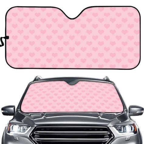 Car Seat Covers Aesthetic, Pink Car Mods, Car With Pink Accents, Kawaii Car Exterior, Kawaii Cars, Pink Fluffy Car Interior, Cute Seat Covers For Cars Pink, Cute Windshield Sunshade, Hello Kitty Car Accessories