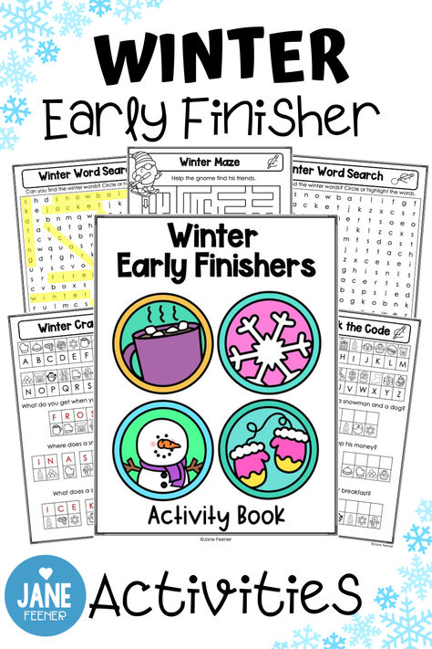 Discover a collection of early finishers winter themed activity sheets that will keep your students engaged, and having fun even when they complete their assigned tasks early. From crack the code to winter word search, these activities are perfect for your early finishers. Classroom management will be come a breeze! Don't let those early finishers get restless - pin this now and prepare for a winter filled with fun and learning! Winter Word Search, Teacher Collaboration, Early Finisher Activities, Book For Students, Winter Words, Winter Activity, Early Finishers Activities, Fast Finishers, Classroom Management Strategies