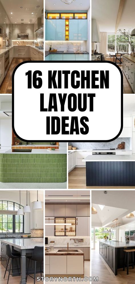 Save this pin for innovative kitchen designs that maximize space and efficiency. Discover how these layouts can revolutionize the way you use your kitchen. #KitchenDesign #HomeDecor #InteriorDesignIdeas Large Kitchen Design Layout, Double Kitchen Island Ideas Layout, 11x11 Kitchen Layout Design, Peninsula Kitchen Layout Floor Plans, Gallery Kitchen Ideas Layout, Kitchen Layout With Large Island, Large Kitchen Ideas Layout, Kitchen Remodel Design Layout, Rectangle Kitchen Layout With Island