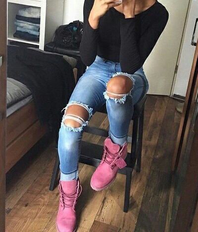 Pink Timberlands Outfit, Timberland Outfits Women, Timbs Outfits, Timberland Outfit, Outfit Botas, Timberland Outfits, Estilo Swag, College Outfit, Pink Boots