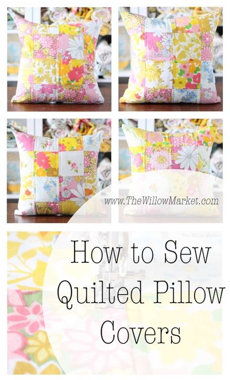 Pillow Design Ideas, Quilted Pillow Cover, Quilted Pillow Covers, Pillow Covers Pattern, Diy Pillow Covers, Diy Camera, Pillow Tutorial, Patchwork Cushion, Crazy Patchwork