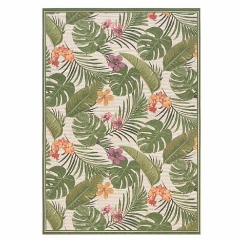 Couristan Dolce Flowering Fern Indoor/Outdoor Area Rug | Hayneedle Tropical Outdoor Rugs, Traditional Motifs, Area Rug Sizes, Outdoor Area Rug, Indoor Outdoor Area Rugs, Unique Aesthetic, Outdoor Indoor, Outdoor Rug, Outdoor Area Rugs