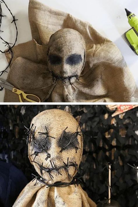 Diy Scary Scarecrow Costume, Diy Indoor Halloween Decorations, Diy Scary Halloween Decorations, Easy Halloween Decorations Diy, Scary Scarecrow Costume, Diy Halloween Props, Halloween Chandelier, Halloween Hombre, Halloween Costumes Scarecrow