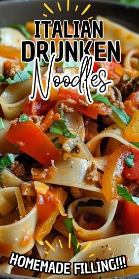 Today, I’m excited to share a recipe that’s sure to become a favorite in your household: Italian Drunken Noodles. This dish is a fusion of hearty Italian flavors and a… Chef John’s Drunken Noodles, Drunken Noodles With Shrimp, Drunkin Noodles, Italian Drunken Noodles, Pasta Ideas, White Bean Soup Recipes, Fancy Appetizers, Drunken Noodles, Italian Sausage Recipes