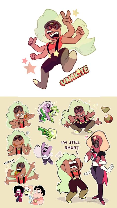 Unakite- Amythest and Peridot fusions. Steven Universe Fan Fusions, Gem Fusions, Steven Universe Fusion, Steven Uni, Steven Universe Oc, Different Expressions, Steven Universe Anime, Steven Universe Memes, Steven Universe Funny