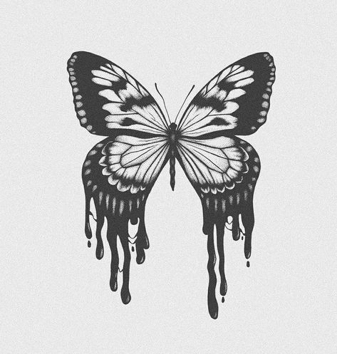 Drippy Butterfly, Dripping Butterfly, Unique Minimalist Tattoo, Mens Butterfly Tattoo, Herren Hand Tattoos, Unique Butterfly Tattoos, Magic Tattoo, Back Tattoos For Guys, Bff Tattoos