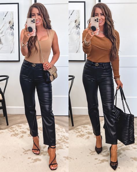 High Waisted Black Coated Straight … curated on LTK Tan Bodysuit Outfit, Black Heels Strappy, One Shoulder Sweater, Tan Bodysuit, Heels Strappy, Bodysuit Outfit, Coated Denim, Body Suit Outfits, Black Strappy Heels