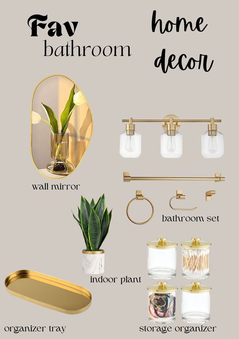 Golden Bathroom Ideas, Gray And Gold Bathroom, Beige Bathroom Ideas, Gold Bathroom Decor, Bathroom Sink Decor, Gray Bathroom Decor, Beige Bathroom, Bathroom Tray, Bathroom Idea