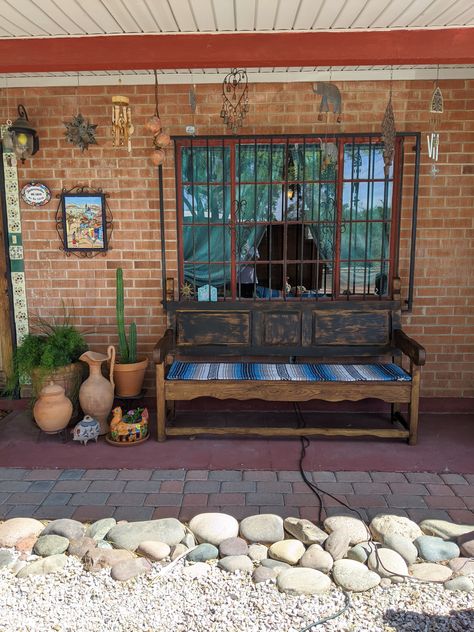 Mexican Style Front Porch, Spanish Front Porch Ideas, Southwestern Front Porch Ideas, Mexican Front Yard Landscaping, Front Cement Porch Ideas, Mexican Front Porch, Southwest Front Porch Ideas, Mexican Front Porch Ideas, Mexican Porch Ideas