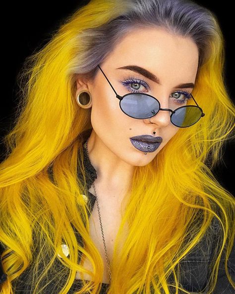 @_geheimnisvoll looking effortlessly cool in our Citrine Yellow + Silver Lining roots #lunartides #yellowhair #silverhair Piercing And Tattoo, Extreme Hair Colors, Chelsea Houska Hair, Yellow Hair Color, 2 Tattoo, Dyed Hair Pastel, Dark Brunette Hair, Men Hair Color, Split Hair