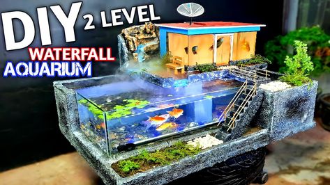 Aquarium decoration DIY - Diorama of a level house made of ceramic and light bricj. Aquarium size 100 x 50 cm. Diy Aquarium Decor, Plexiglass Ideas, Aquarium Diy, Wall Aquarium, Amazing Aquariums, Diy Bird Bath, Diy Aquarium, Light Brick, Diy Mothers Day