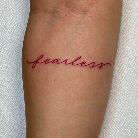 Red Always Tattoo, Red Cursive Tattoos For Women, Red Ink Font Tattoo, Red Ink Name Tattoos Women, Red Script Tattoos For Women, Red Written Tattoo, Red Ink Quote Tattoo, Name Tattoos Red Ink, Red Ink Writing Tattoo