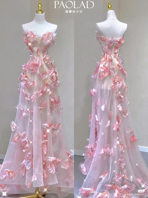 Floral Prom Dress Long, Pink Fairy Dress, Fairy Ball Gown, Fairy Ball, Floral Ball Gown, Dressing Design, Designs Dress, Styles Dress, Summer Dressing