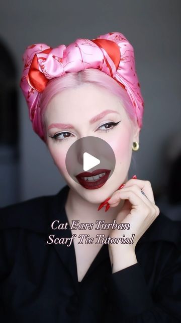 Vintage hair turban style Tying Hair With Scarf, How To Tie A Square Scarf On Head, Tie A Head Scarf Tutorials, Vintage Scarf Ideas, Hair Turban Tutorial, Scarf Bun, Tie A Turban, Hair Scarf Tutorial, Head Scarf Tutorial