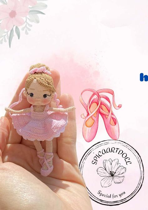 Miniature Ballerina Doll: English | PDF | Crochet | Yarn Crochet Doll Dress Pattern, Crochet Mini Doll, Crochet Ballerina, Doll Amigurumi Free Pattern, Crochet Ornament Patterns, Diy Crochet Patterns, Doll Patterns Free, Crochet Fairy, Crochet Doll Dress