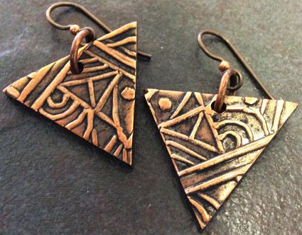 Copper Clay Jewelry, Metal Clay Designs, Aztec Jewelry, Aztec Earrings, Pmc Jewelry, Precious Metal Clay Jewelry, Jewelry Wedding, Silver Wedding Jewelry, Metal Clay Jewelry