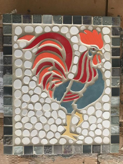 Mosaic Roosters, Rooster Mosaic, Stained Glass Mosaic Patterns, Easy Mosaic, Mosaic Tiles Crafts, Mosaic Flower Pots, Mosaic Animals, Mosaic Garden Art, Mosaic Birds