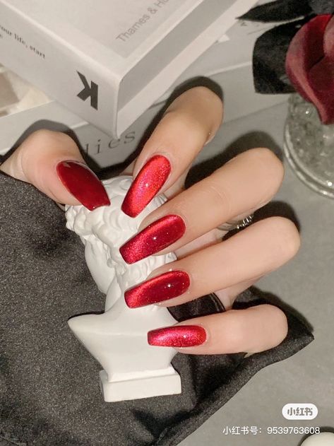 more in telegram Christmas Nails 2023 Red, Red Nails Cat Eye, Sparkle Red Nails, Red Cat Eye Nails, Red Sparkle Nails, Cute Red Nails, Nails Cat Eye, Nail Polish Red, Lips Nails