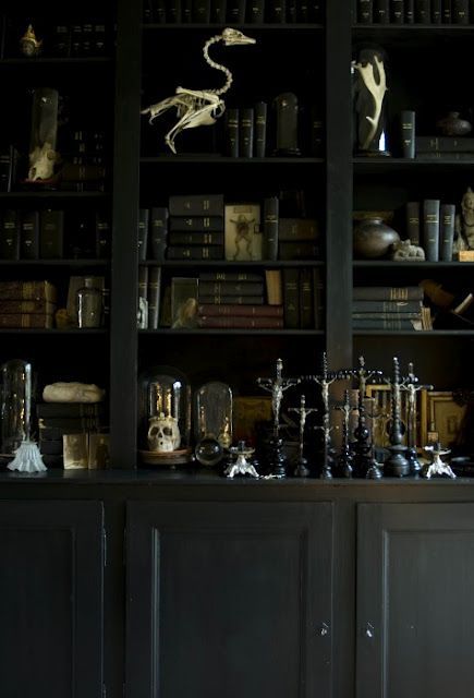 21 Gorgeous Gothic Home Office And Library Décor Ideas | DigsDigs Gothic Library, Goth Home, Dark Home, Cabinet Of Curiosities, Library Decor, Dark Interiors, Industrial Kitchen, Gothic Decor, Gothic Home Decor