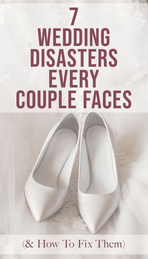 Every bride and groom runs into a snafu at their wedding. Here's how to handle the most common disasters so they don't ruin your event, on SHEfinds.   #wedding #weddingplanning #weddingplanner #weddingtips #weddingideas #weddingdecor #weddingfashion #weddingdresses #bridaldresses #bridalfashion #bride #groom #bridalhair #weddinghair #bridalmakeup #weddingreception #weddingphotography #engagement #engagementphotos #engagementparty #bridalshower #bachelorette Bridal Veils And Headpieces, Simple Wedding Dress, Bride Shoes, Wedding Advice, Wedding Frames, Simple Wedding, Wedding Images, Simple Weddings, Wedding Guest Book